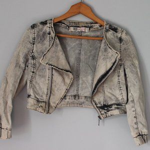 Denim Rules by TRF cropped acid wash jacket